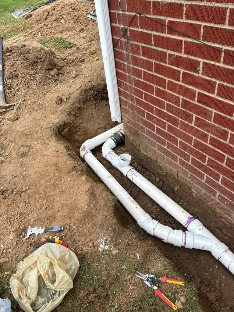 Exterior drainage installed to keep water away from the foundation, Leechburg, PA