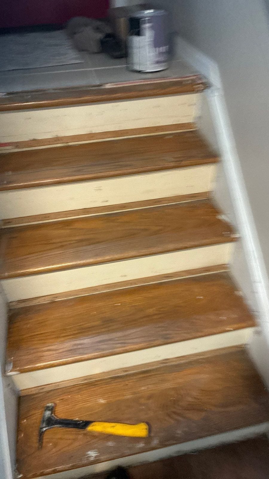 Stair refinishing in progress by Steel City Property Restoration, serving Indiana County, PA