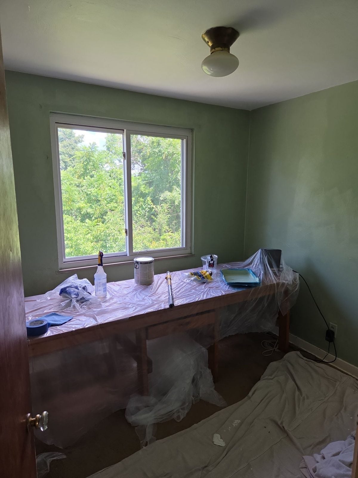 Wall repair prep with protective coverings in Pittsburgh, PA