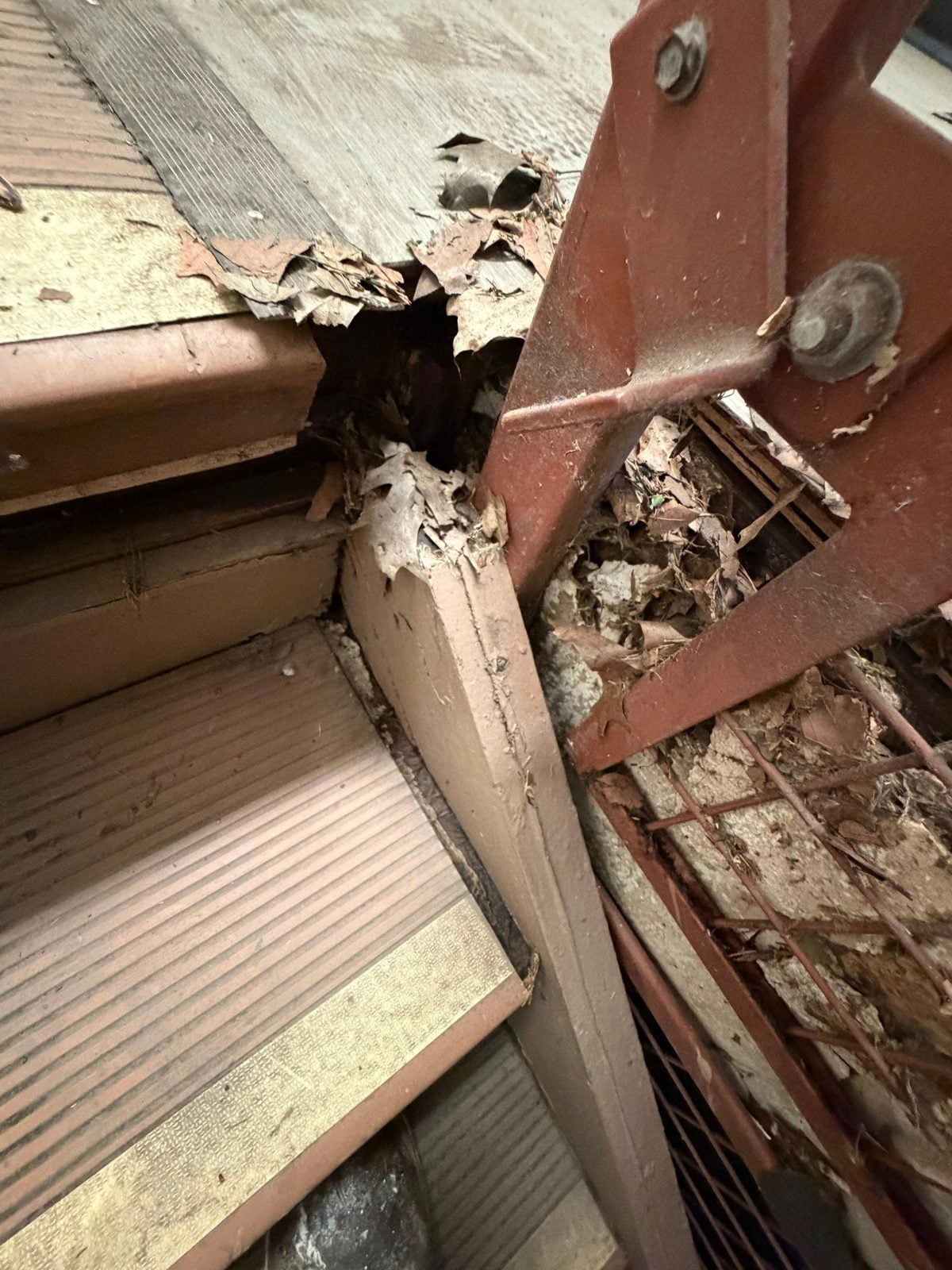 Damaged framing exposed during selective demolition in Braddock, PA
