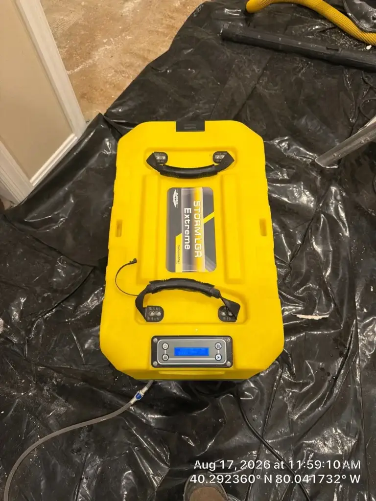 Commercial dehumidifier staged for drying in Bethel Park, PA