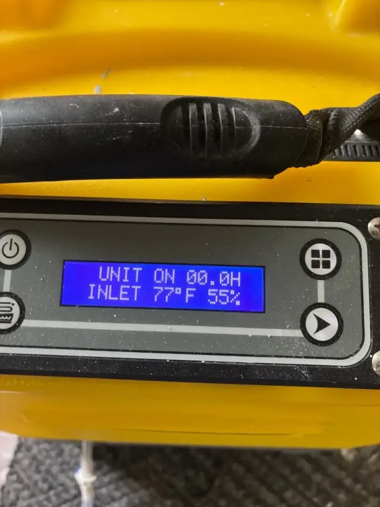 Dehumidifier monitoring humidity during drying in Pittsburgh, PA