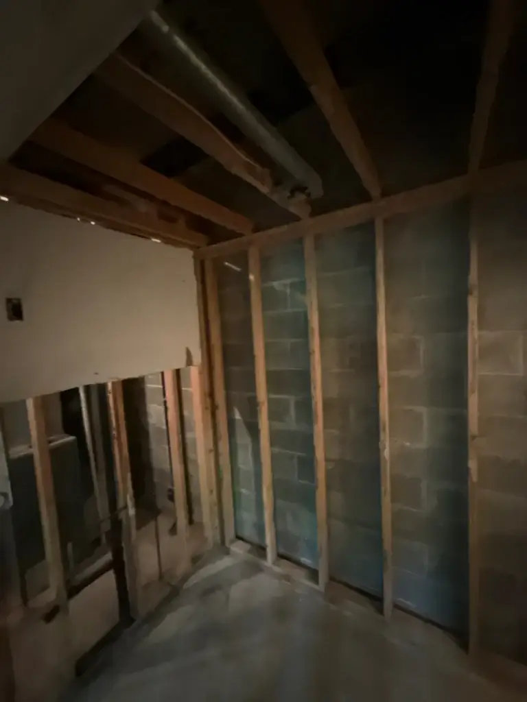 Walls stripped to the studs in Wexford, PA