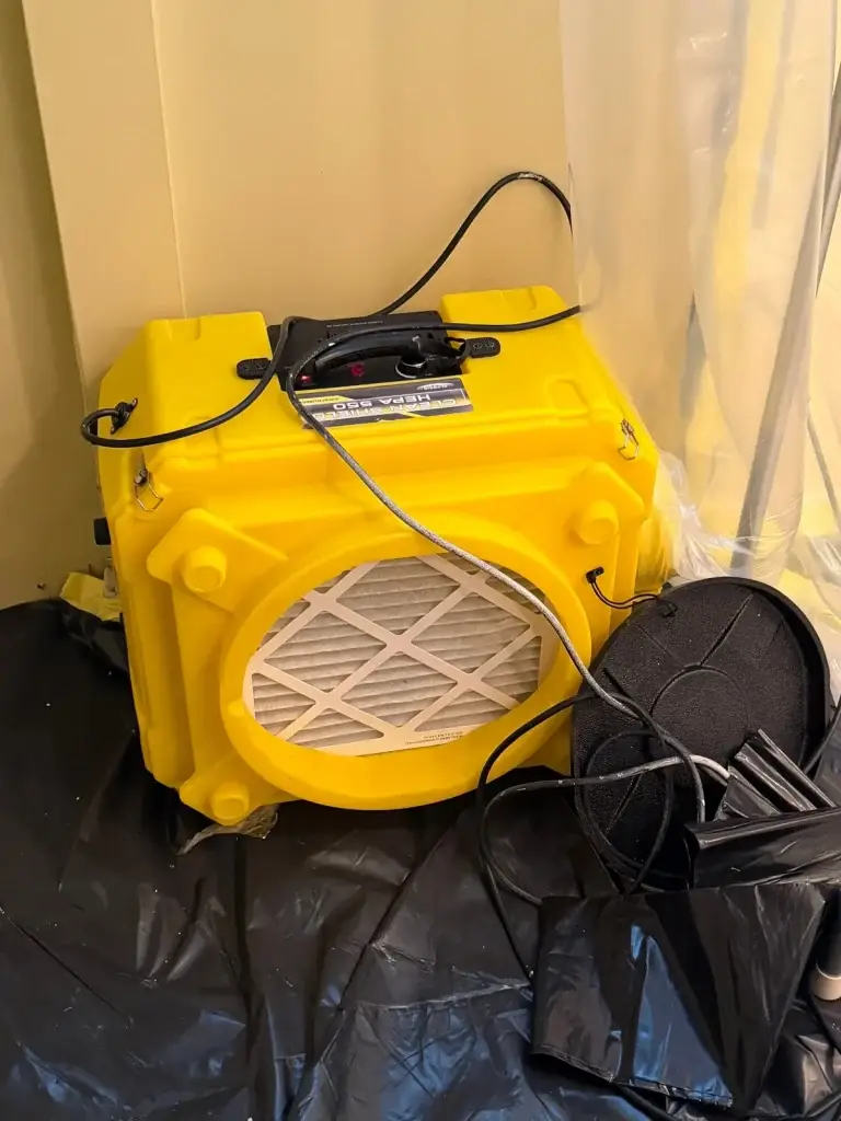 Air scrubber filtering the air during remediation in Murrysville, PA