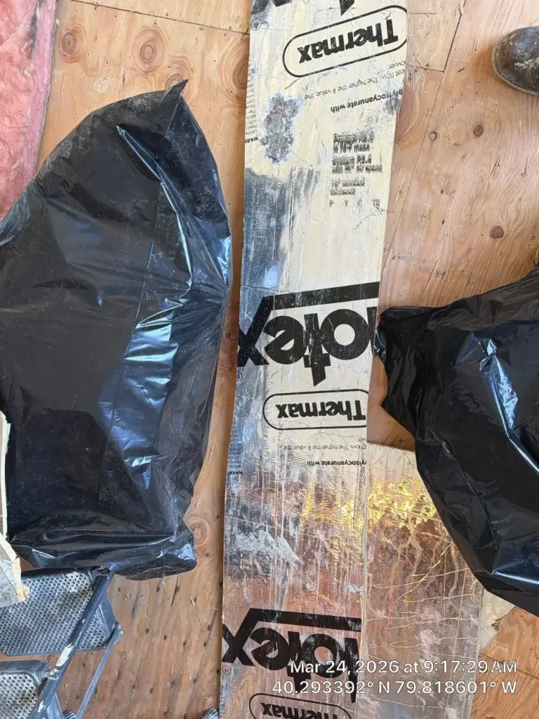 Moldy materials bagged for disposal in McKeesport, PA