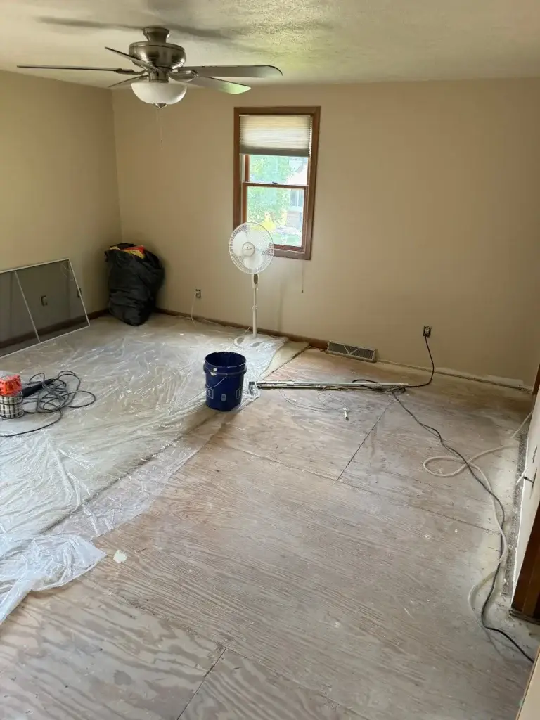 Room repainted in a warm gray in Pittsburgh, PA