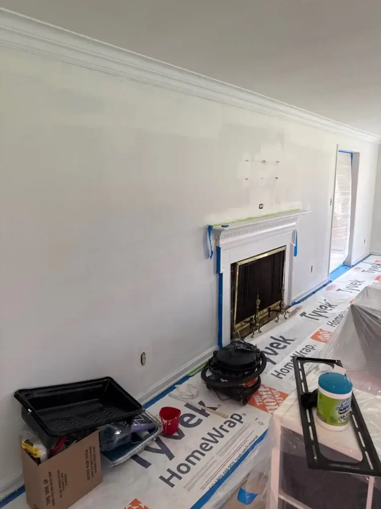 Freshly painted living room with fireplace in Pittsburgh, PA
