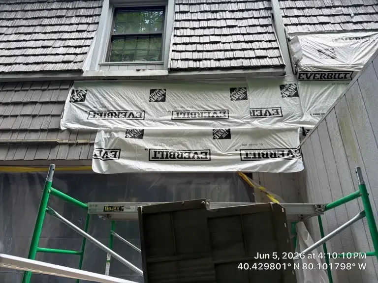 New cedar shake siding going up in Pittsburgh, PA