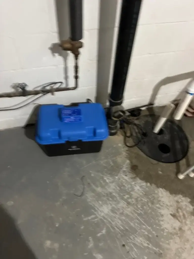 Sump pump with battery backup installed in Baden, PA