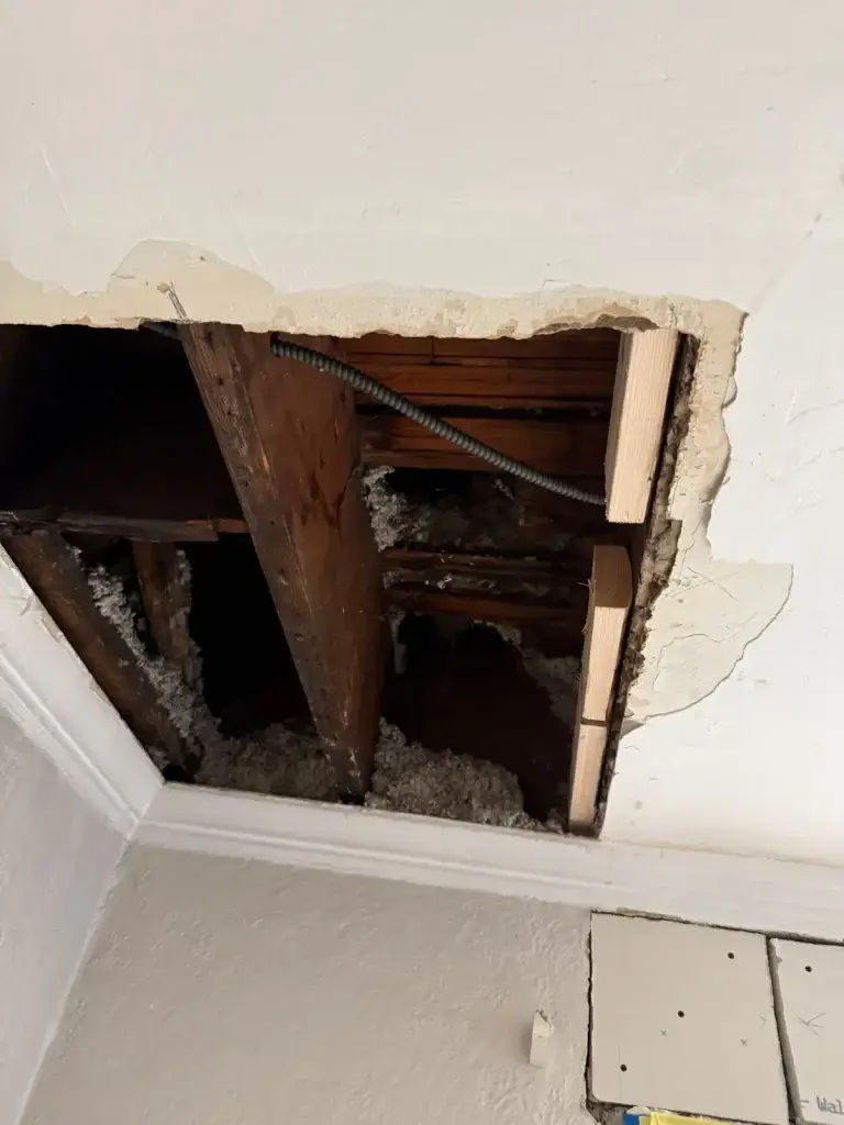 Ceiling collapse from a roof leak in Pittsburgh, PA