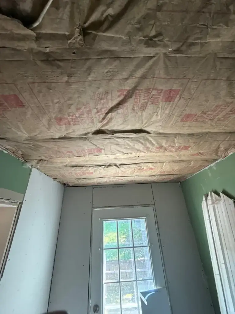 Ceiling water damage before repair in Pittsburgh, PA